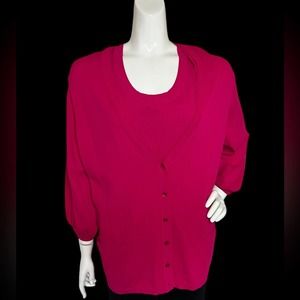 JONES NEW YORK Dark Fuchsia Sweater set with matching tank top size 1X